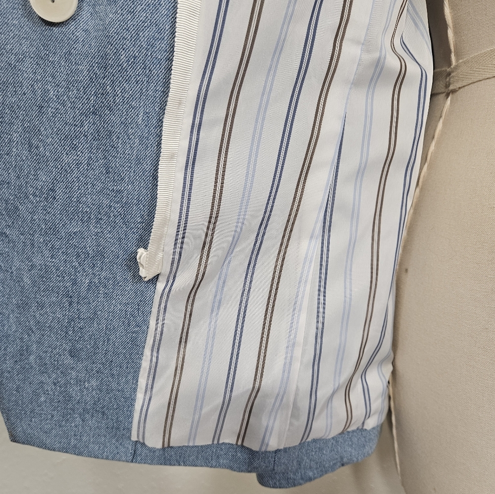 Veronica Beard Light Blue Denim Double-Breasted Blazer - Picture 12 of 15